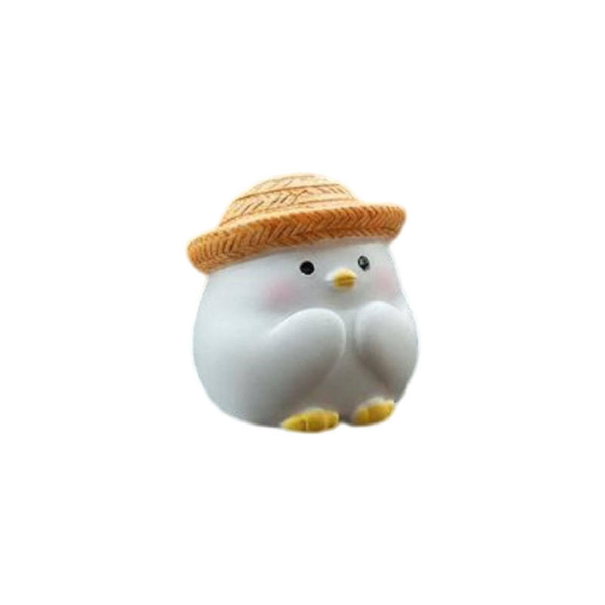 Mini Car Console Decoration Compact Size Straw Hat Chicken Figure Hand-Painted