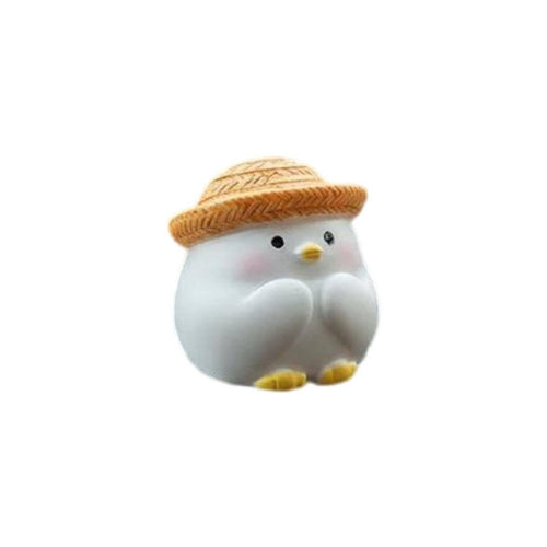 Mini Car Console Decoration Compact Size Straw Hat Chicken Figure Hand-Painted