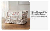 2 Pieces Lidded Wicker Basket Rustic Design Picnic Hamper Multi-Purpose for Home
