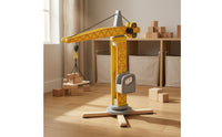 Realistic Wooden Vertical Structure Crane Stable Base Toy Vertical Structure Crane Yellow and Gray for Children