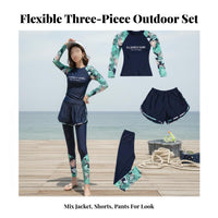 3 Pieces Full Coverage Bathing Suit Sun Protection Long Sleeve Water Shirt with Leggings women's Surfing Suit Plus Size
