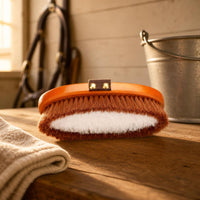 Horse Grooming Brush Woven Handle Strap Wooden Horse Brush Dense Bristles Pet Supply
