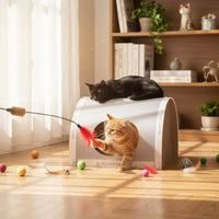 Cardboard Cat Scratcher House Tunnel hideaway lounge Extra Large Animal Dwelling Furniture for Kittens, Multiple Cats