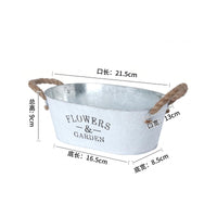 Oval Tabletop Planter Printed Lettering Flower Pot with Handles