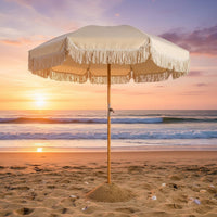 Tassel Beach Umbrella Water Resistant Canopy Tassel Fringe Umbrella Waterproof Fringed Garden Parasol for Patio, Poolside