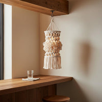 Nordic Inspired Macrame Lamp Shade Handmade Macrame Lampshade Handwoven Bohemian Hanging Lamp Shade Decorative Accent for Bedroom, Cafe