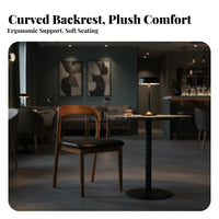 Upholstered Cane rear Chair Walnut Finish Upholstered Cane rear Seat hardwood Wood Frame firm Foam pad for Dining Room