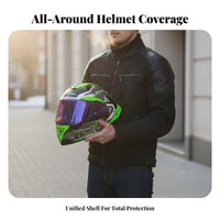 Anti-Fog Flip-up Full Face Helmet Wide Field of View Double Visor Helmet Removable and Washable Liner Breathable for Men, Women, Winter Riding, Daily Commuting, Long Distance Touring