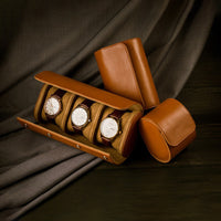 Leather Watch Storage Box for 1, 2, or 3 Watches, Travel Case
