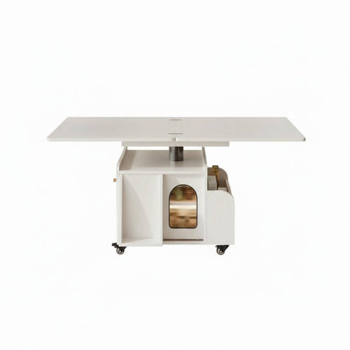 Transformable Elevate-Top Coffee Table Multi-Functional Living Room Furniture Space-Saving Design 360° Rolling Wheels