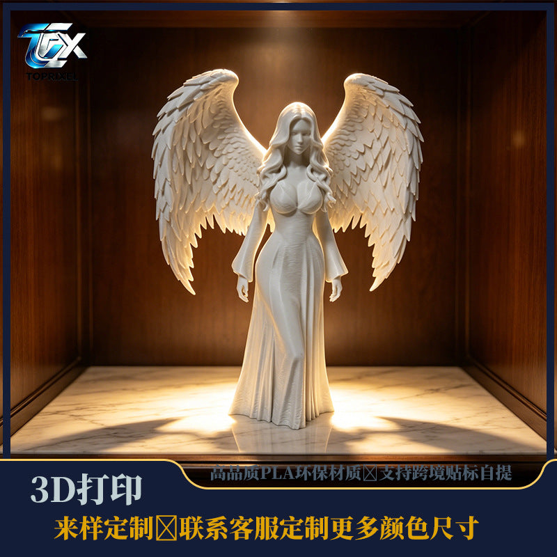 Nordic Girl Angel Statue 3D Printed Creative Desktop Decoration Art Gift Home Ornament