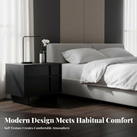 Black Two-Drawer End Table Minimalist Design Nightstand Sturdy Construction