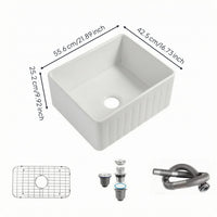 Ceramic Apron Sink Easy to Clean Kitchen Fixture Glossy Finish