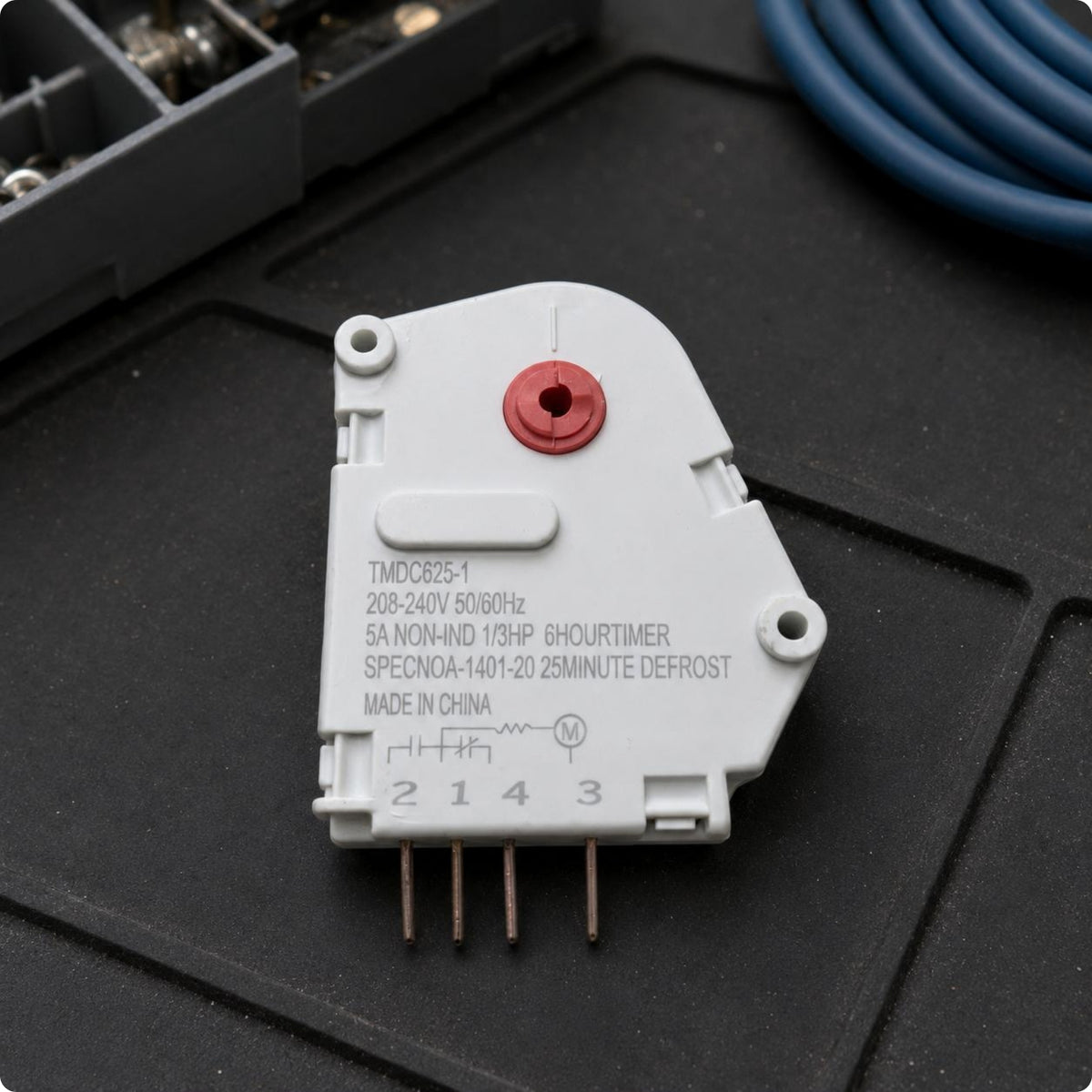 208-240V Refrigerator Defrost Timer 50/60Hz White Plastic Defrost Timer Red Knob Appliance Part