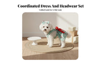 Cute Bowtie Plaid Dog Dress with Ruffled Straps Cat Princess Dress Soft Material for Young Canines, Small Dogs, Parties, Birthdays