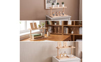 Simple Display Shelf with Two Tiers Space-Saving Wooden Display Shelf Minimalist Aesthetic for Desk
