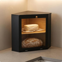Corner Bread Box Fixed Shelf Corner Storage Box Bamboo Wooden Bread Holder