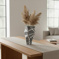 Black and White Striped Vase Decorative Geometric Striped Vase Centerpiece Home Decoration for Entryway