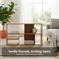 Nordic and design Multi-Compartment bookshelf adaptable assembly bookshelf with Doors accessible Shelving Low Cabinet Large Capacity for Interior Design Lovers, Book Collectors, Apartment Dwellers, Entryway, Study Room, Bedroom