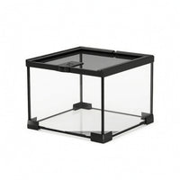 Front-Opening Glass Terrarium Black Habitat Tank Versatile for Desktop, Reptiles