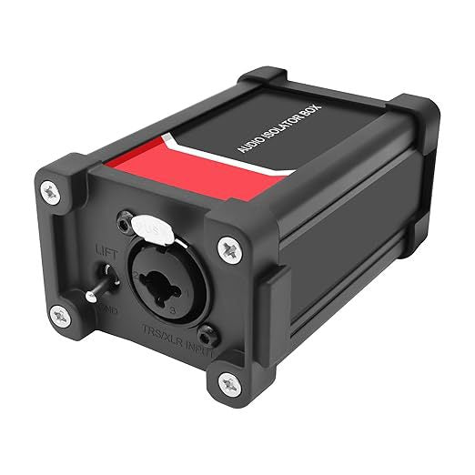 Audio Isolation Box, XLR/1/4" 6.35mm TRS TS Hum Eliminator, Ground Loop Isolation Transformer