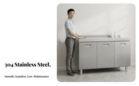 Easy to Clean Stainless Steel Kitchen Cabinet Rust-Resistant Steel Kitchen Cabinet Waterproof 2 Door Pantry Cupboard Large Capacity for Apartment Dwellers, Homeowners, Landlords, Laundry Room, Bathroom, Garage
