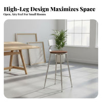 Metal Frame High Stool with Backrest Industrial Style Bar Height Seating