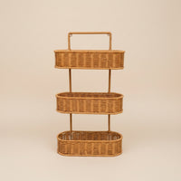 Woven Wicker Wall Mount Organizer Space-Saving Wicker Wall Organizer Slim Multi-Purpose for Bathroom, Kitchen, Vanity