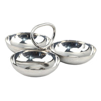 3-Compartment Serving Dish Stainless Steel Serving Tray with Handle for Parties