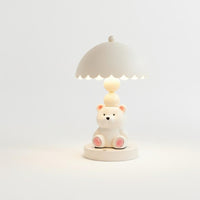 White Bear Table Lamp Press Control Kids Table Lamp Rechargeable for Bedroom
