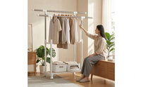 Adjustable Clothes Drying Rack with Wheels Space-Saving Clothes Rack with Double Rods Heavy-Duty Portable for Laundry Room, Bedroom
