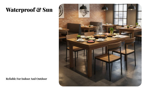 Easy to Clean Carbonized Wood Restaurant Table Thickened Tabletop Solid Wood Dining Table Stain Resistant Household Furniture Waterproof for Cafe Owners, Families, Homeowners, Quick-Service Shop, Cafeteria, Kitchen, Home