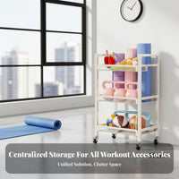 Exercise Mat and Dumbbell Holder Portable with Wheels Dumbbell and Exercise Mat Holder Home Gym Storage Rack Sturdy Duty