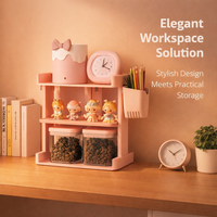 3 Tier Desktop Organizer with Basket and Hook, Desk Storage for Office, File Shelf for Students for 33.5 x 33 19 cm