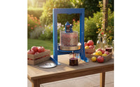 Fruit Wine Press Removable Lid Hydraulic Stainless Steel Press Blue Metal Frame