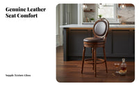 rotate Counter Stool with Backrest Vintage Design Bar Chair Upholstered Seat Built-in Footrest for Restaurant, Cafe, Dining Room
