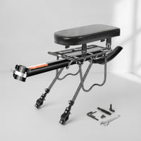 Long-Lasting Cycle Rear Rack with Seat Cushion Adjustable Detachable Cycle Cargo Rack Sturdy Universal for Commuters, Cyclists