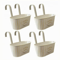 4 Pieces Oval Hanging Planter Removable Handle Metal Hanging Planter Reusable