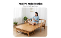 Foldable Folding Bamboo Daybed 2-in-1 Design Sofa Bed Space-Saving Convertible Seating Adjustable Backrest for Students, Apartment Dwellers, Homeowners, Bedroom, Office