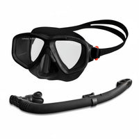 Leak-Proof Seal Diving Mask and Snorkel Combo Tempered Glass Lens Snorkel Mask and Tube Set Adjustable Strap Snorkeling Gear Food-Grade Silicone for Adults, Beginners, Swimmers, Beach Vacation, Recreational Swimming, Pool Training