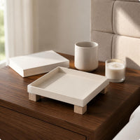 Wood Desktop Storage Box Decorative Square Wooden Tray Multi-Purpose