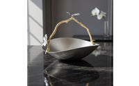 Fruit Bowl with Handle Sculptural Serving Dish Minimalist for Coffee Table
