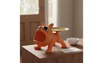 Canine Key Holder Ornament Light Luxury Design French Canine Statue Tray Multi-Functional Dog Figurine Key Holder for Entryway, Housewarming, Desktop