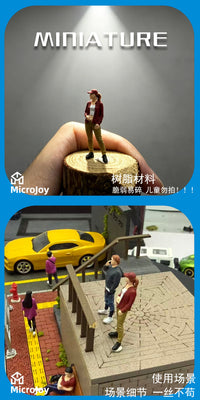 1/64微缩仿真人偶模型树脂涂装成品小人休闲长裤女玩具立体摆件