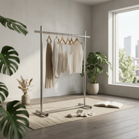 Single Rail Clothing Rack Sturdy Duty Clothes Stand Stable Base Minimalist Design for Retailers, Fitting Area, Bedroom, Entryway