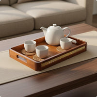 Wooden Tray with Handles Rounded Corners Household Item Easy to Carry