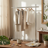 Single Rail Clothing Rack Sturdy Duty Clothes Stand Stable Base Minimalist Design for Retailers, Fitting Area, Bedroom, Entryway