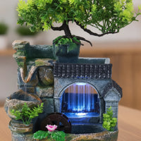 Rockery Desktop Water Fountain Circulating Tabletop Water Fountain Lighted Stone-Look for Living Room, Desk, Office
