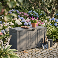 Resin Outdoor Storage Chest Rectangular Outdoor Storage Box Hinged Lid Lockable Container for Patio, Garden, Poolside