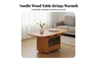 Convertible Coffee Table with Elevating Tabletop Adjustable Height Drop Leaves Solid Wood Construction and Smart Storage Suitable for Homeowners Small Areas Living Room Workstation